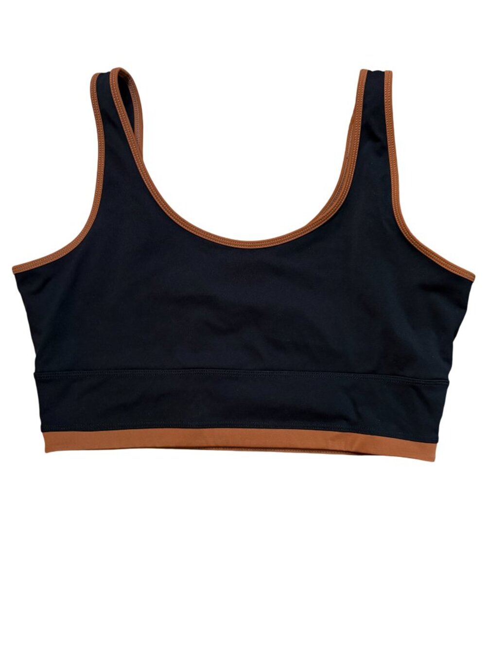 Elastique Athletics Lisse Compression Sports Bra size XL Black Chestnut brown